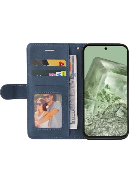 Kart Yuvası Standı Iki Renkli Dikiş Pu Flip ile Google Piksel 8A Için Kılıf (Yurt Dışından)