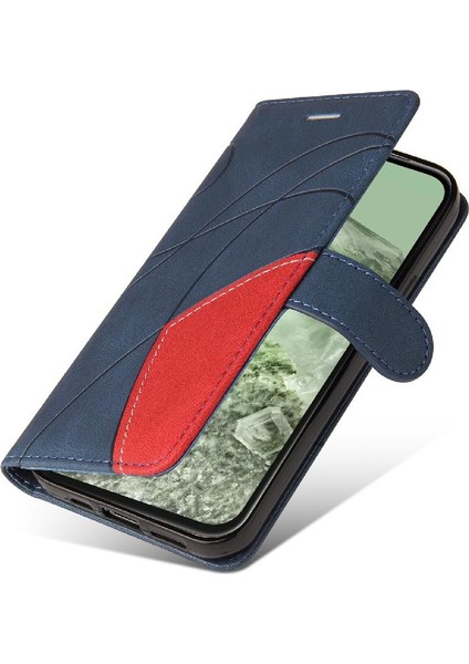 Kart Yuvası Standı Iki Renkli Dikiş Pu Flip ile Google Piksel 8A Için Kılıf (Yurt Dışından)