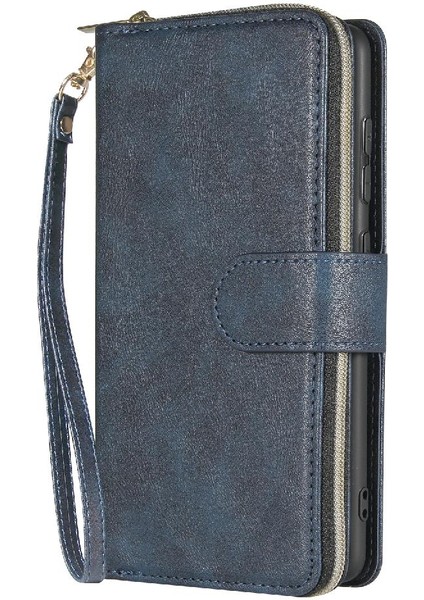 Samsung Galaxy Için Kılıf El Kayışı ile Zipper Fermuar Cep Kart Tutucu Flip (Yurt Dışından)