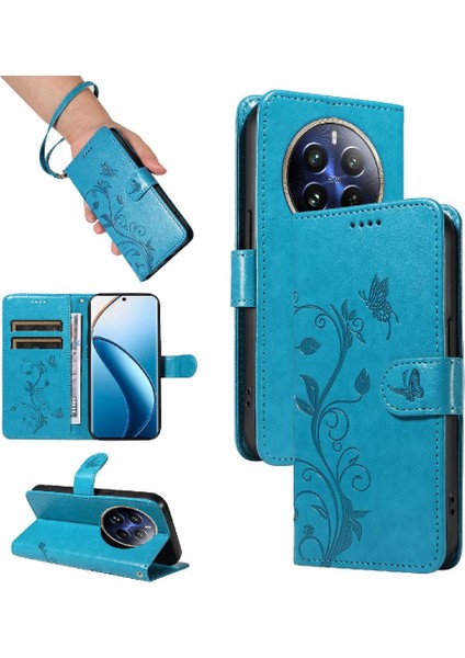 Realme 12 Pro Artı Kabartmalı Kelebek Cüzdan Telefon Kılıfı Için Flip Case ve (Yurt Dışından)