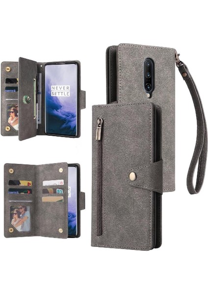 Oneplus 7 Pro Için Kılıf El Kayışı Kart Tutucu Kapak ile Manyetik Deri (Yurt Dışından)