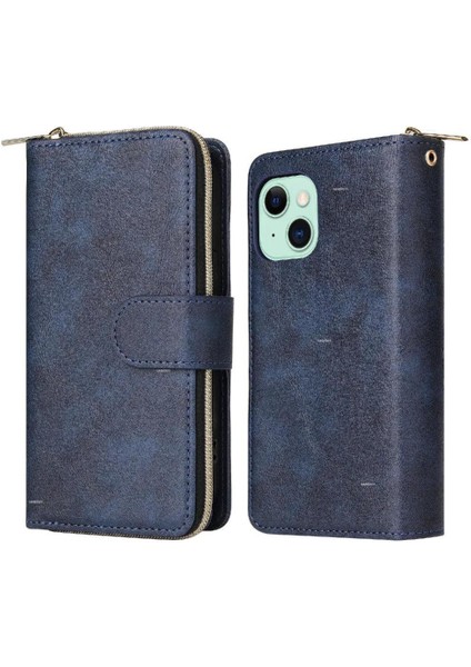 Iphone 15 Artı Cüzdan Durumda 9 Kart Yuvaları ile Fermuar Cep Flip (Yurt Dışından)