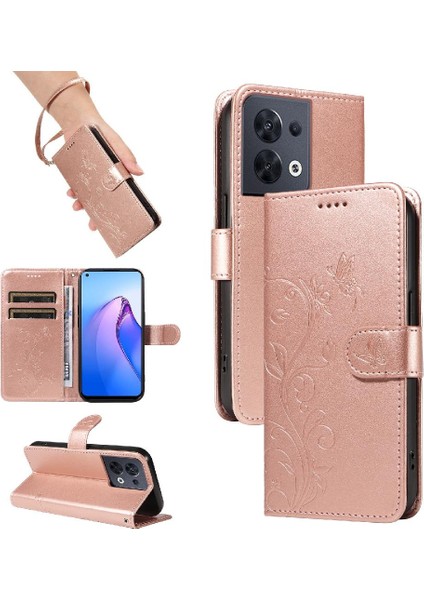 Oppo Oppo 8 Pro 5g Için Kılıf Kabartmalı Kelebek Yüksek Kaliteli Deri Telefon Kılıfı (Yurt Dışından)