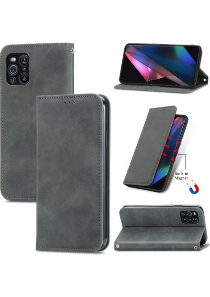 Oppo Bulmak Için Kılıf X3 Pro Cüzdan Kordon Fermuar Basit Iş Deri (Yurt Dışından)