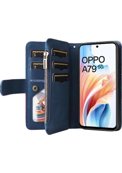 YH Mall Oppo A79 5g Iki Renkli Dikiş Fermuar Cüzdan Tarzı Kart (Yurt Dışından)