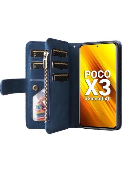 Xiaomi Poco X3/x3 Pro/x3 Nfc Kart Yuvası Standı ile Fermuar Cüzdan (Yurt Dışından)