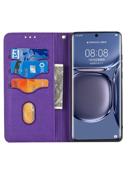 Huawei P50 Kredi Kartı Tutucu El Cüzdan Flip Folio Kitap Pu (Yurt Dışından)