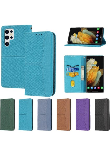 Samsung Galaxy S22 Ultra El Cüzdan Kredi Kartı Tutucu Flip Book Için Kılıf (Yurt Dışından)