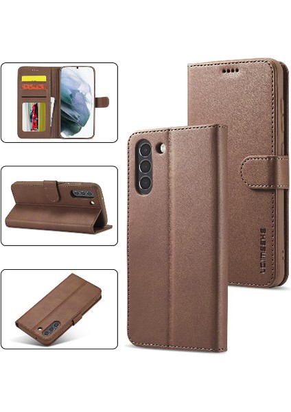 Samsung Galaxy S21 Fe Buzağı Doku Yatay Çevir Deri Kılıf (Yurt Dışından)