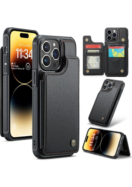 IPhone 14 Pro Max Kart Tutucu Pu Deri Kickstand Için Caseme Cüzdan Kılıf (Yurt Dışından)