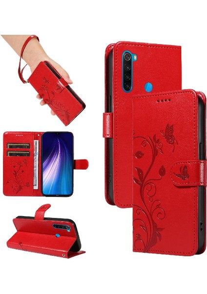 Xiaomi Redmi Not 8 Için Kılıf Kabartmalı Kelebek Yüksek Kaliteli Deri ve (Yurt Dışından)