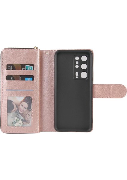 Huawei P40 Pro Artı Fermuar Cep Cüzdan Kılıf 9 Kart Yuvaları ile (Yurt Dışından) fırsatları