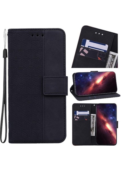 Infinix Not 30 Için Geometrik Kabartmalı Flip Folio Kickstand Özelliği (Yurt Dışından)