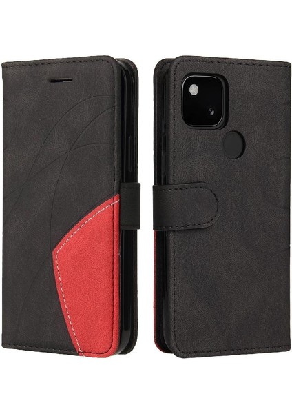 Kart Yuvası Standı ile Google Piksel 5 Için Kılıf Pu Deri Flip Folio Kılıf (Yurt Dışından)