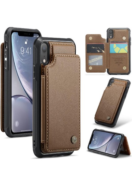 IPhone Xr Kickstand Rfıd Engelleme Pu Deri Kart Için Caseme Cüzdan Kılıf (Yurt Dışından)
