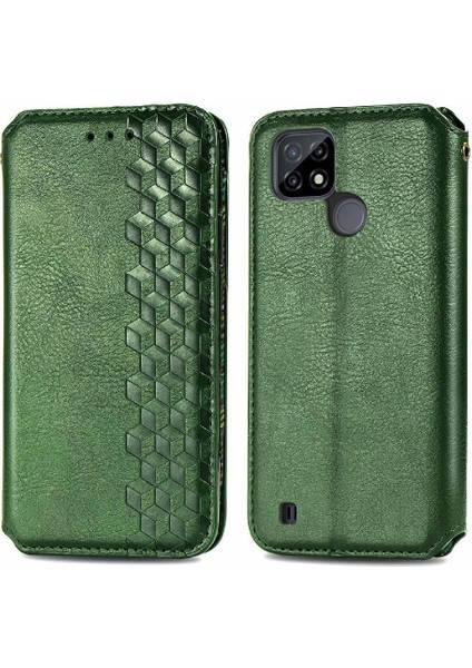 Oppo Realme C21Y Cüzdan Fonksiyonu Için Kılıf Deri Kılıf Kapak Kapak Moda (Yurt Dışından)