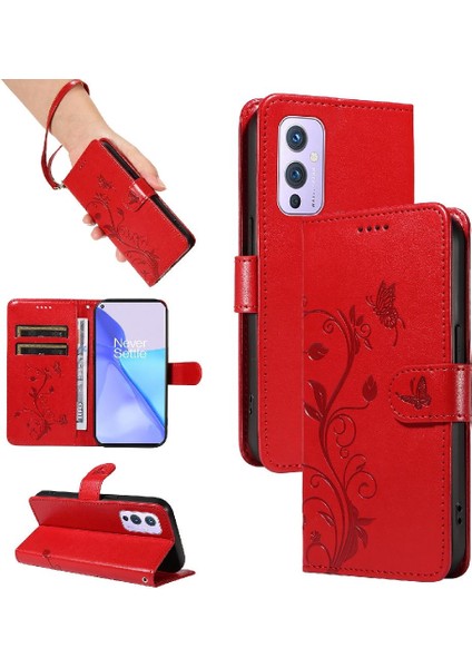 Oneplus 9 Için Kılıf El Kayışı ile Yüksek Kaliteli Deri Cüzdan Telefon Kılıfı (Yurt Dışından)