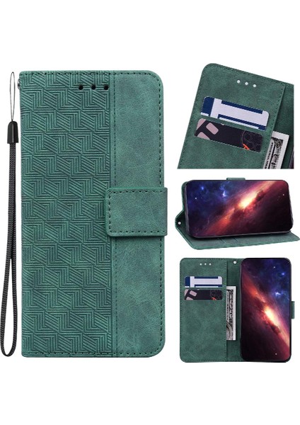 Xiaomi Redmi 12 4g Için Kickstand Özelliği Geometrik Kabartmalı Cüzdan Pu (Yurt Dışından)