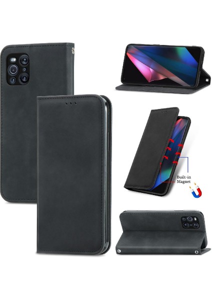 Oppo Bulmak Için Kılıf X3 Pro Cüzdan Kordon Fermuar Basit Iş Deri (Yurt Dışından)