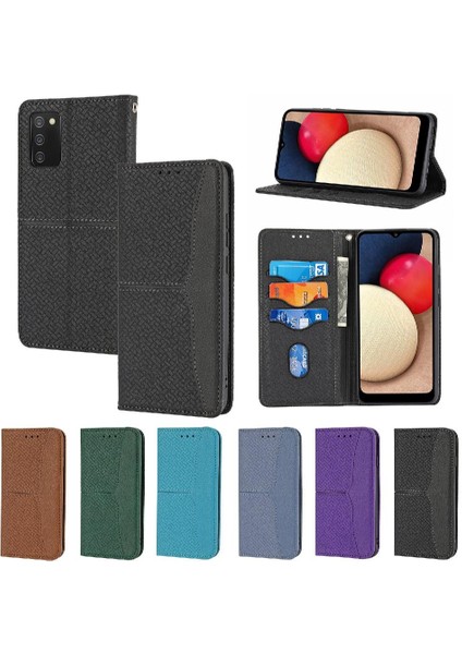Samsung Galaxy A02S Kredi Kartı Tutucu Pu Deri Kapak Flip Book Için Kılıf (Yurt Dışından)
