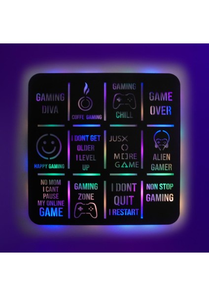 Işıklı Gameing Diva Dekoratif Tablo Oyun Odası Duvar Dekorlu Gece Lambası