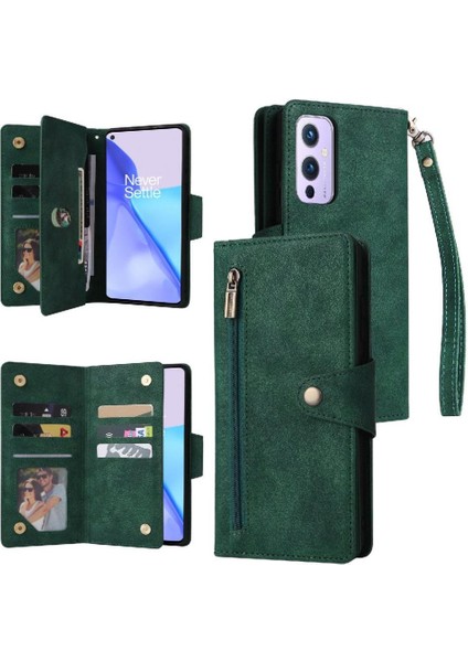 Oneplus 9 Için Kılıf Fermuar Cüzdan Kapak El Kayışı ile Manyetik Deri (Yurt Dışından)