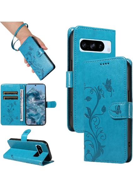 El Kayışı Kabartmalı Kelebek Yüksek ve Google Pixel 8 Pro Için Kılıf (Yurt Dışından)