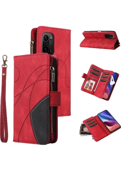 Kart Yuvası ile Xiaomi 11I Için Kılıf Dokuz Kart Yuvaları Iki Renkli Fermuar Standı (Yurt Dışından)