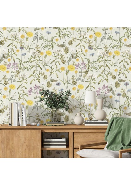Rustik Soft Renkli Çiçekler Yatak Odası Duvar Kağıdı, Salon Için Duvar Kağıdı, Modern Duvar Kağıdı