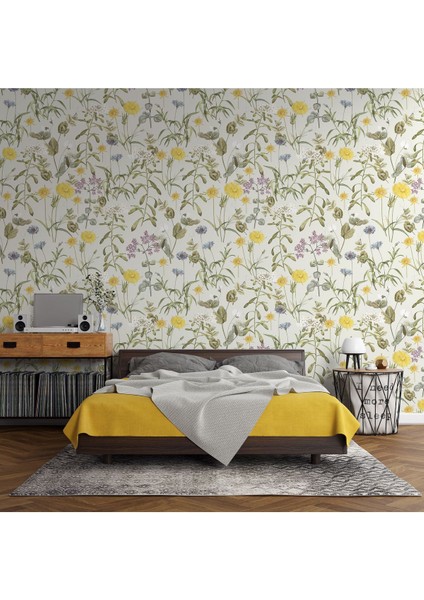 Rustik Soft Renkli Çiçekler Yatak Odası Duvar Kağıdı, Salon Için Duvar Kağıdı, Modern Duvar Kağıdı