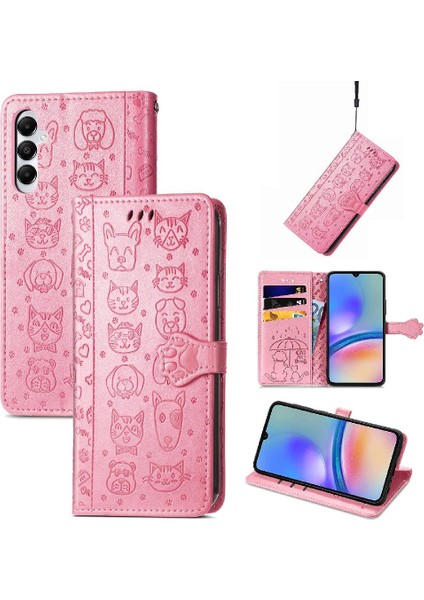 Samsung Galaxy A05S Kılıf Için Kılıf Karikatür Hayvanlar Kısa Kayış Flip (Yurt Dışından)
