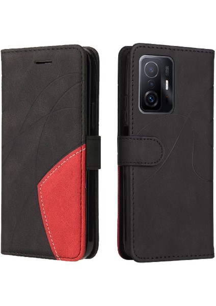 Xiaomi 11T/11T Pro Pu Deri Flip Folio Kılıf Kickstand Iki Renkli (Yurt Dışından)