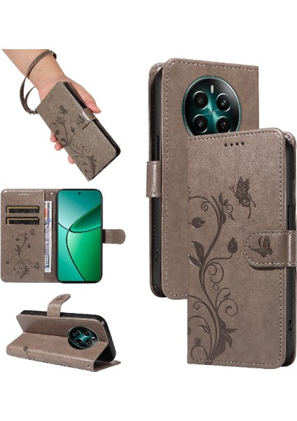 Realme 12 Plus Için Flip Case ve El Kayışı Yüksek Kalite ile Kart Yuvası (Yurt Dışından)