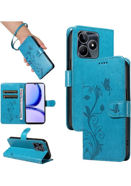 El Kayışı Cüzdan Telefon Kılıfı ile Realme C53 Kabartmalı Kelebek Için Kılıf (Yurt Dışından) fiyatları