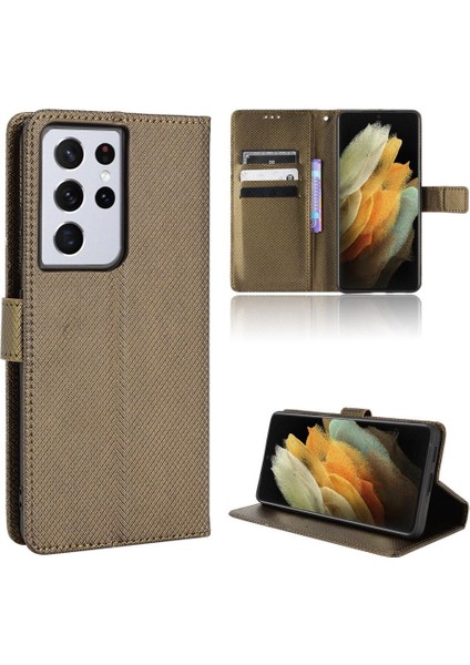 Samsung Galaxy S21 Ultra Kickstand Kart Tutucu Kapak Manyetik (Yurt Dışından)