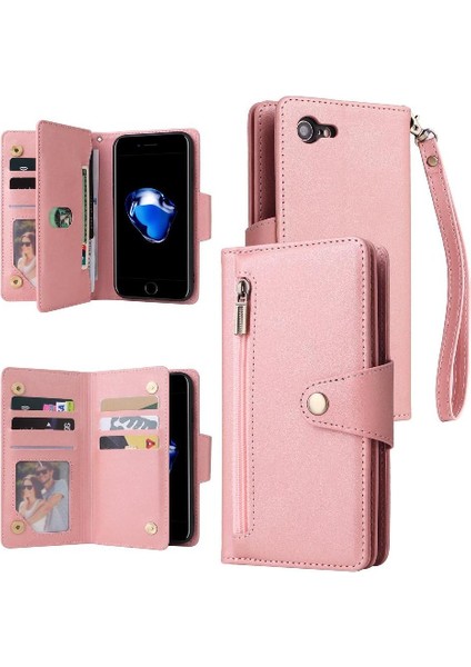 El Kayışı Kart Tutucu Manyetik Deri Fermuar ile iphone 7/8 Için Kılıf (Yurt Dışından)