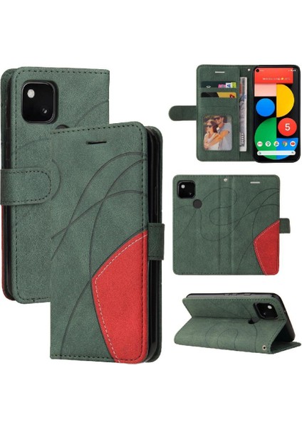 Kart Yuvası Standı ile Google Piksel 5 Için Kılıf Pu Deri Flip Folio Kılıf (Yurt Dışından)