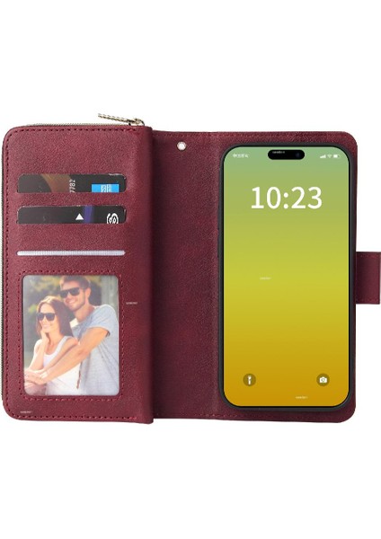 Iphone 15 Için Kılıf Kart Tutucu Fermuar Cep Cüzdan Kılıf 9 Kart Yuvaları ile (Yurt Dışından) modelleri