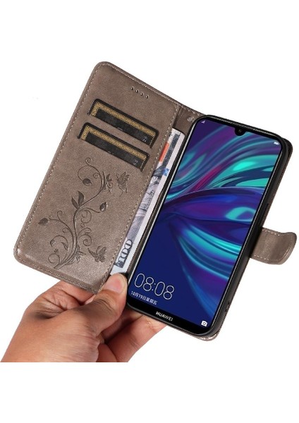 Huawei Huawei 2019 Için Flip Case Yüksek Kaliteli Deri Kabartmalı Kelebek ve (Yurt Dışından)