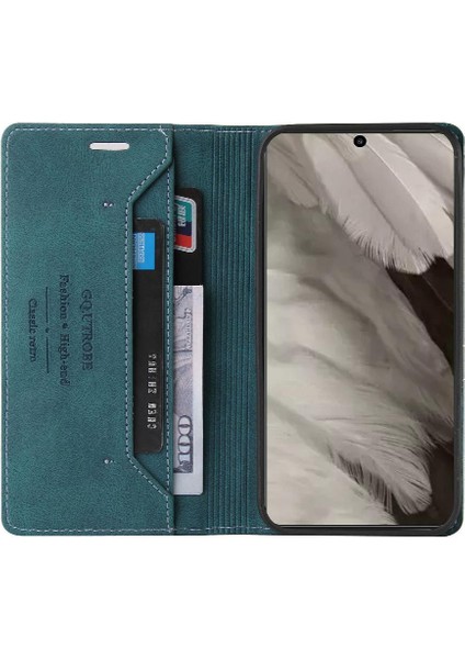Google Pixel 8 Premium Deri Kickstand Iki Kart Yuvaları Premium Için Kılıf (Yurt Dışından)
