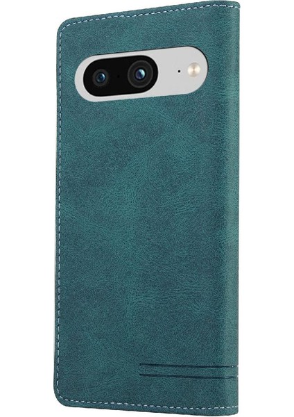 Google Pixel 8 Premium Deri Kickstand Iki Kart Yuvaları Premium Için Kılıf (Yurt Dışından)