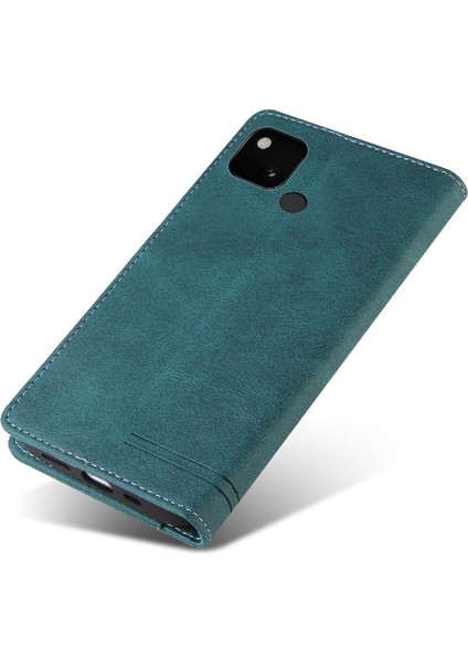 Google Pixel 5 Kickstand Iki Kart Yuvaları Premium Deri Premium Için Kılıf (Yurt Dışından)