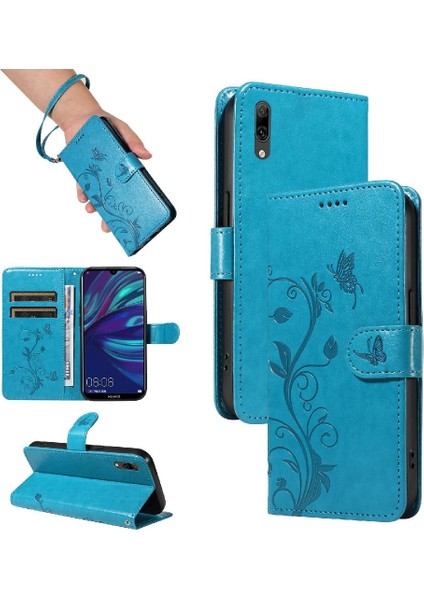 Huawei Huawei 2019 Için Flip Case Yüksek Kaliteli Deri Kabartmalı Kelebek ve (Yurt Dışından)