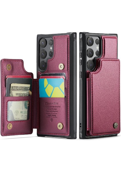 Samsung Galaxy S24 Ultra Kart Tutucu Pu Deri Için Caseme Cüzdan Kılıf (Yurt Dışından)
