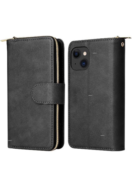 Iphone 15 Için Kılıf Kart Tutucu Fermuar Cep Cüzdan Kılıf 9 Kart Yuvaları ile (Yurt Dışından)