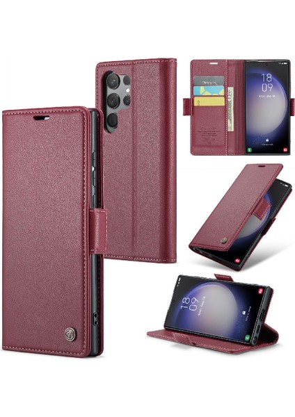 Samsung Galaxy S23 Ultra Anti Dolandırıcılık Kickstand Cüzdan Durumda (Yurt Dışından)