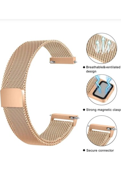 Samsung Galaxy Watch Active 2 40 44MM Uyumlu Mıknatıslı Örgü Metal Hasır Kordon fiyatları