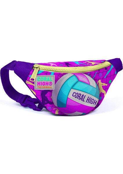 Coral High Kids Pembe Mor Voleybol Desenli Bel Çantası 11513