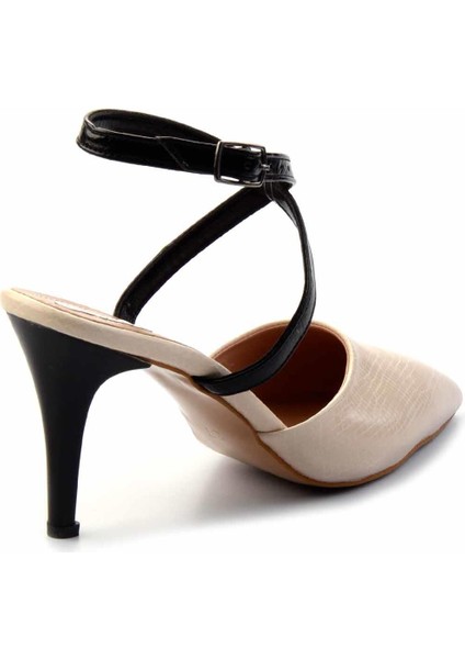 Bej Siyah Yılan Baskı Kadın Klasik Topuklu Ayakkabı K01397180307 modelleri