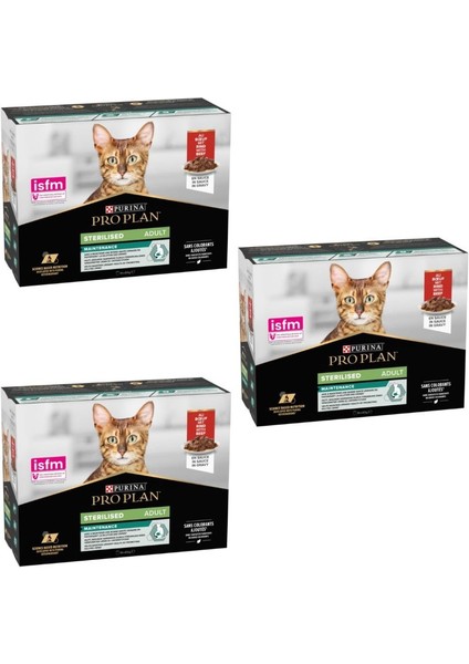 Pouch Sos Içinde Sığır Etli Kısırlaştırılmış Kedi Konservesi 85GR (10'lu) x 3 Adet